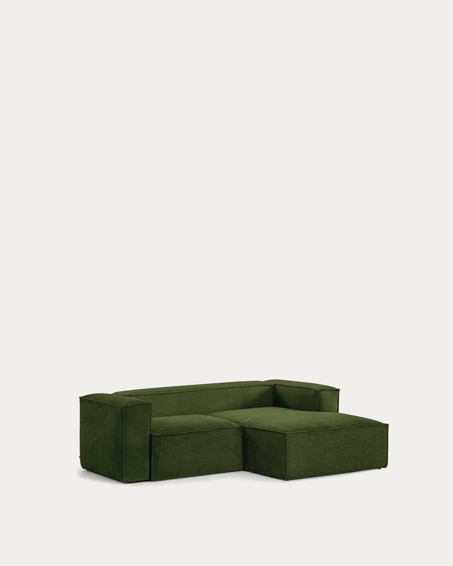 Divano Blok 2 posti chaise longue destra in velluto a coste spesse verde 240 cm