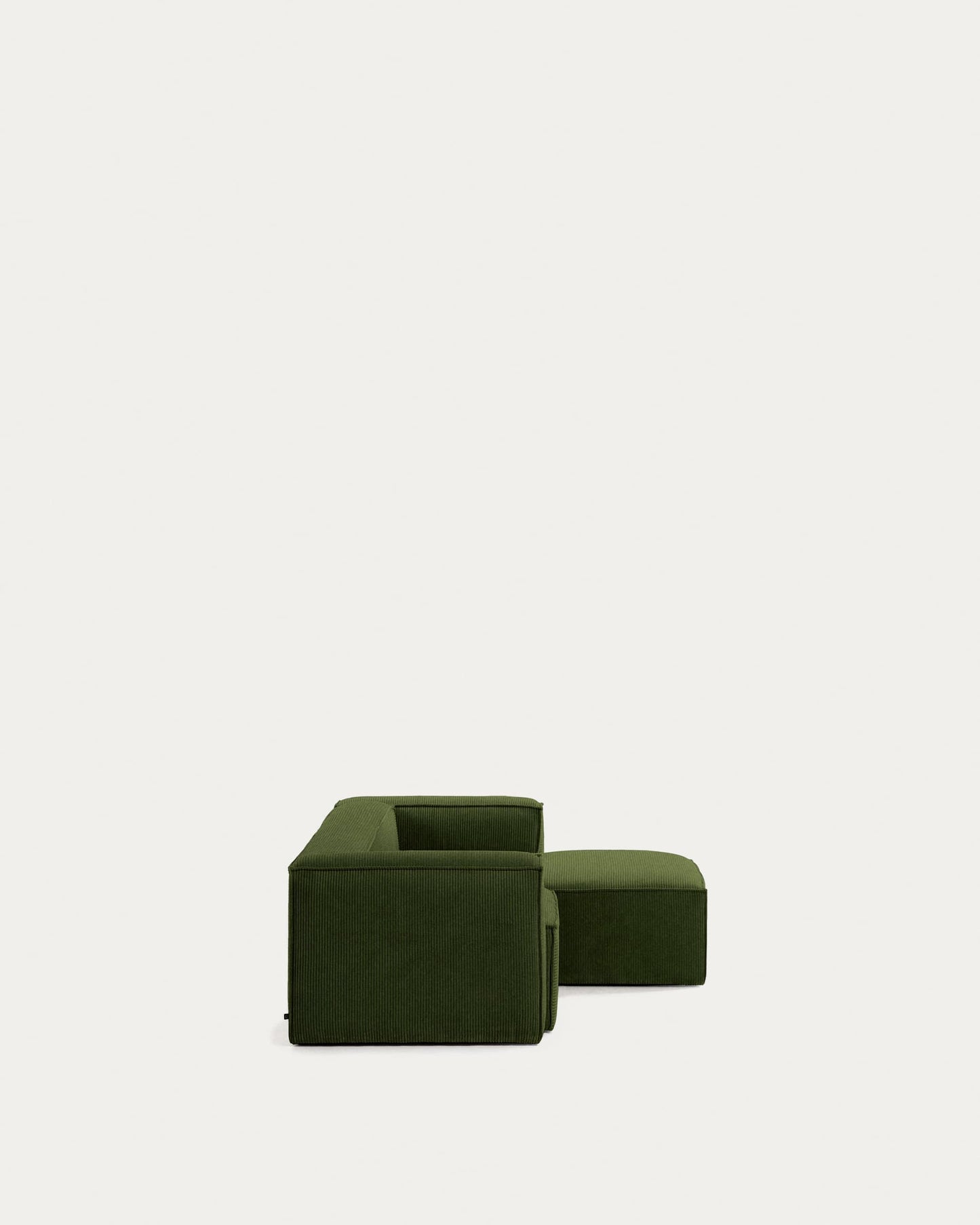 Divano Blok 2 posti chaise longue destra in velluto a coste spesse verde 240 cm