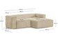 Divano Blok 2 posti in velluto a coste spesso color naturale con chaise longue destra 240 cm