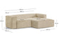 Divano Blok 2 posti in velluto a coste spesso color naturale con chaise longue destra 240 cm