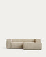 Divano Blok 2 posti in velluto a coste spesso color naturale con chaise longue destra 240 cm