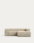 Divano Blok 2 posti in velluto a coste spesso color naturale con chaise longue destra 240 cm
