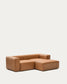 Divano Blok in pelle marrone a 2 posti con chaise longue a destra 240 cm