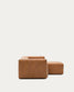 Divano Blok in pelle marrone a 2 posti con chaise longue a destra 240 cm