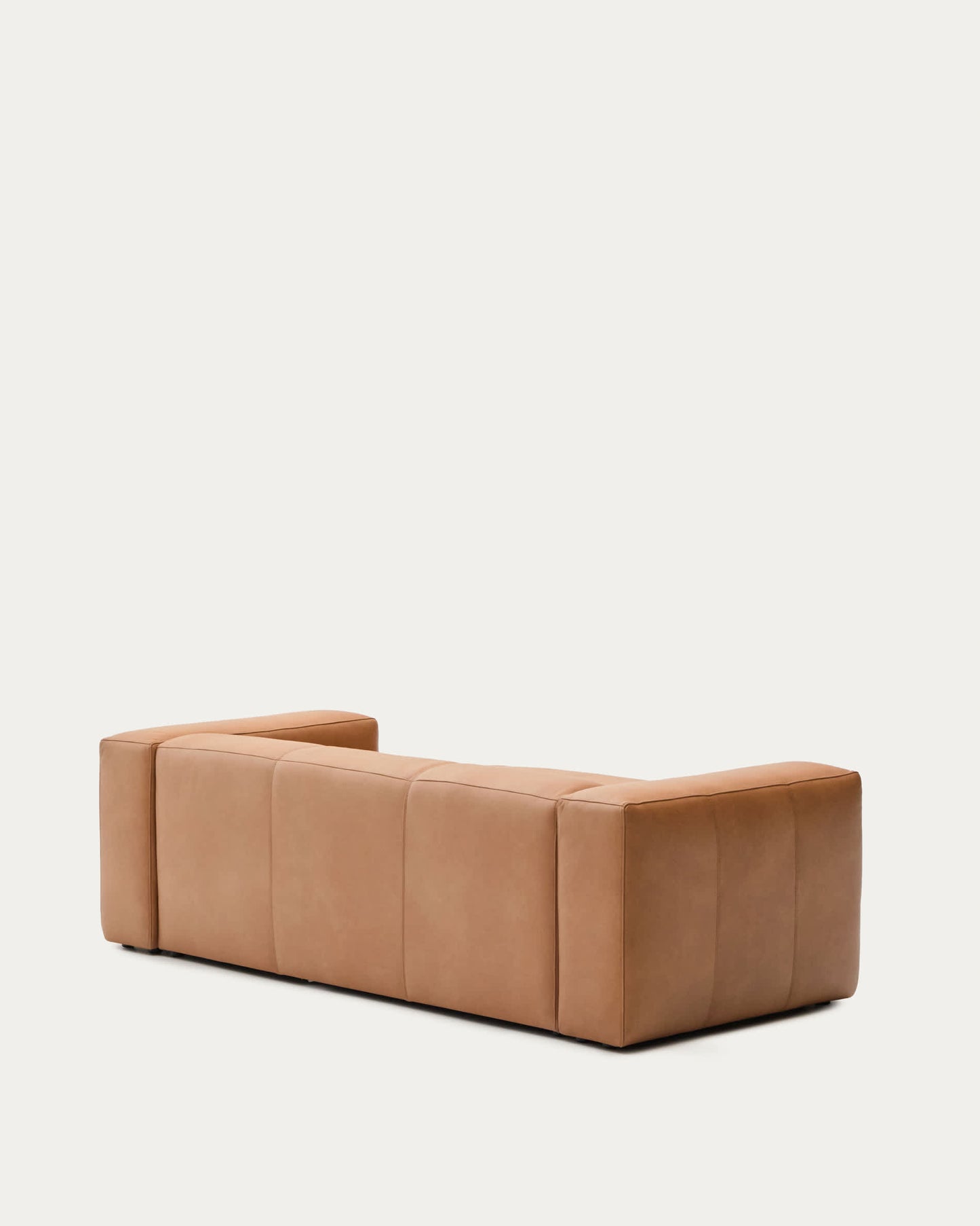 Divano Blok in pelle marrone a 2 posti con chaise longue a destra 240 cm