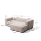 Divano Blok 2 posti in ciniglia beige con chaise longue destra 240 cm FSC Mix Credit