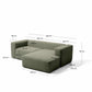 Divano Blok 2 posti in ciniglia verde muschio con chaise longue destra 240 cm FSC Mix Credit