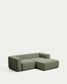 Divano Blok 2 posti in ciniglia verde muschio con chaise longue destra 240 cm FSC Mix Credit