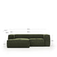 Divano Blok 2 posti chaise longue sinistra in velluto a coste spesse verde 240 cm