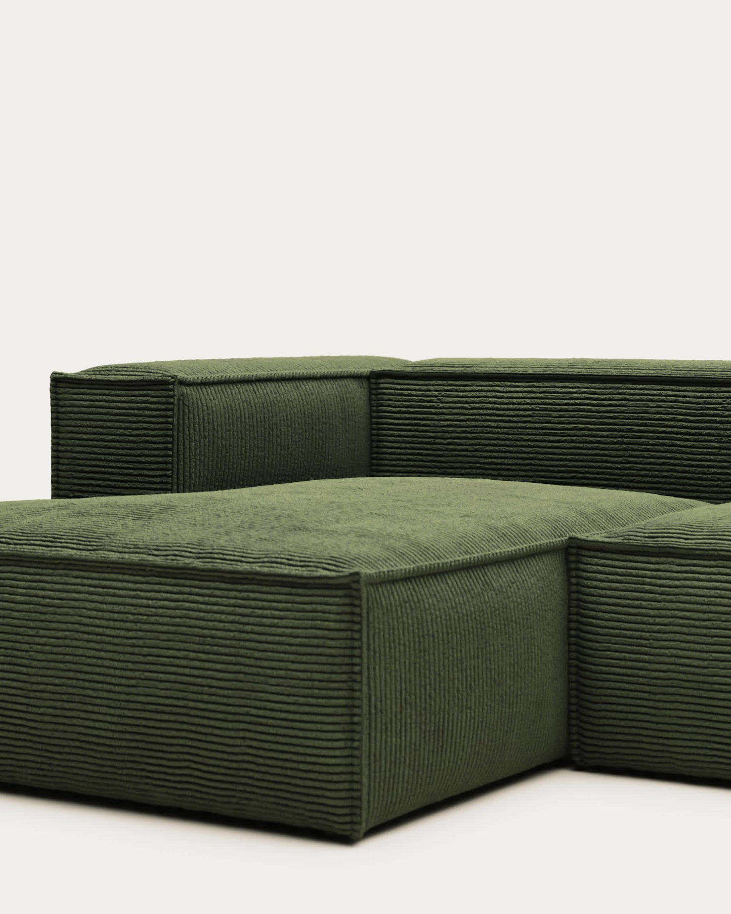 Divano Blok 2 posti chaise longue sinistra in velluto a coste spesse verde 240 cm