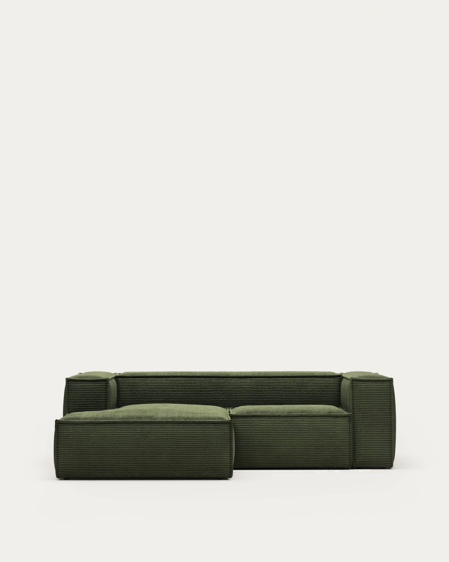 Divano Blok 2 posti chaise longue sinistra in velluto a coste spesse verde 240 cm