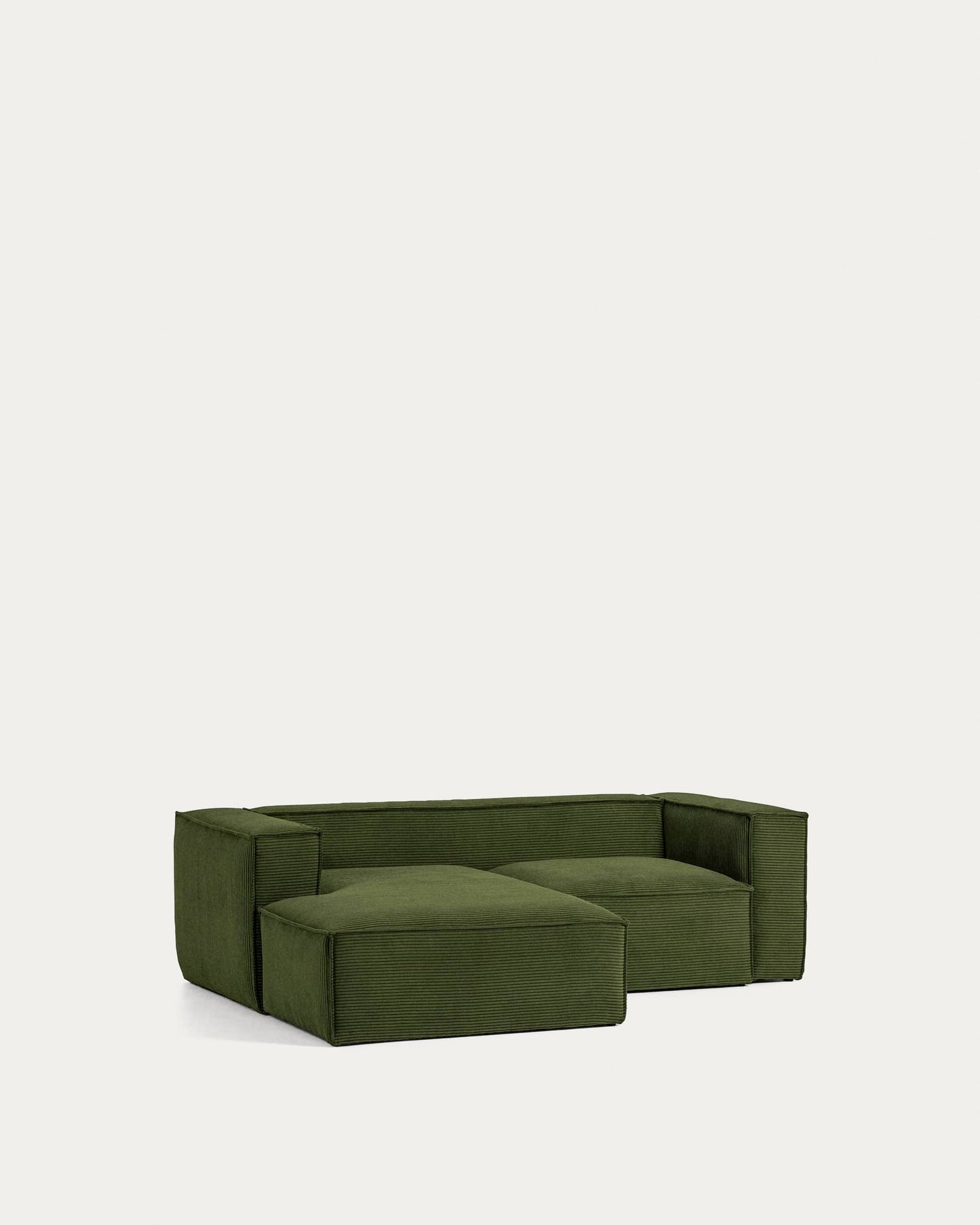 Divano Blok 2 posti chaise longue sinistra in velluto a coste spesse verde 240 cm