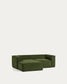 Divano Blok 2 posti chaise longue sinistra in velluto a coste spesse verde 240 cm