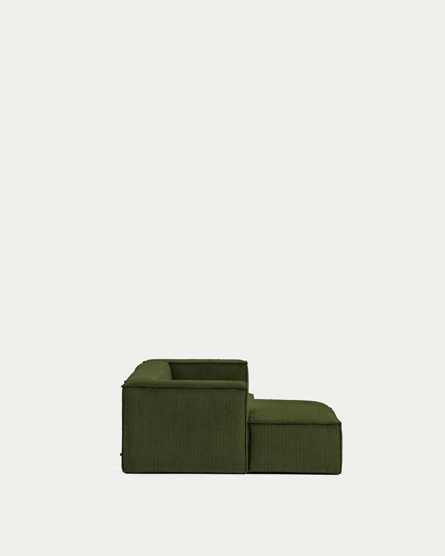 Divano Blok 2 posti chaise longue sinistra in velluto a coste spesse verde 240 cm
