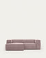 Divano Blok 2 posti in velluto a coste spesso rosa con chaise longue sinistra 240 cm