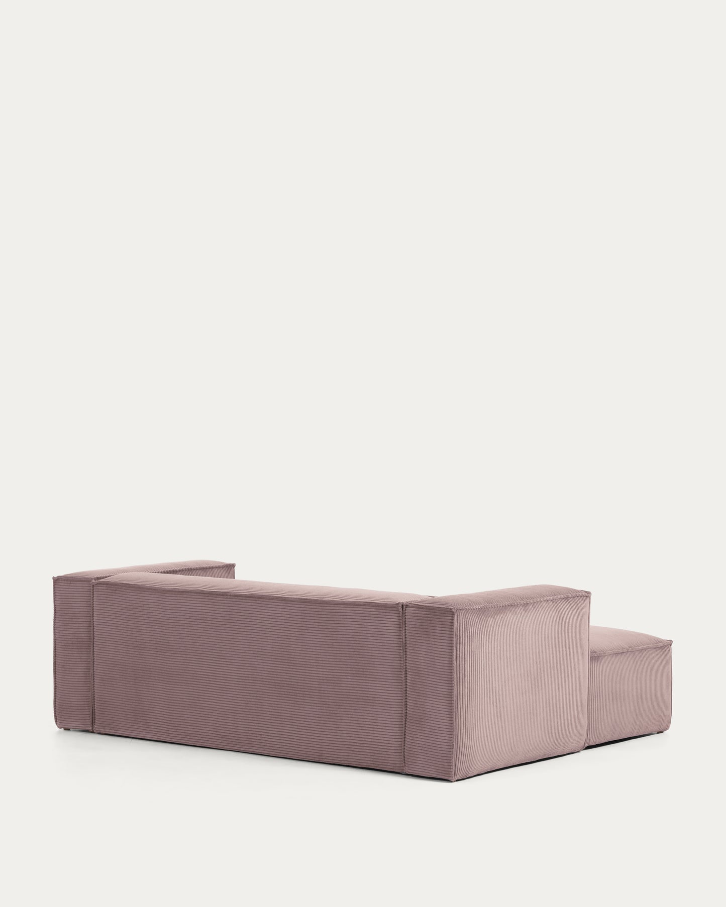 Divano Blok 2 posti in velluto a coste spesso rosa con chaise longue sinistra 240 cm