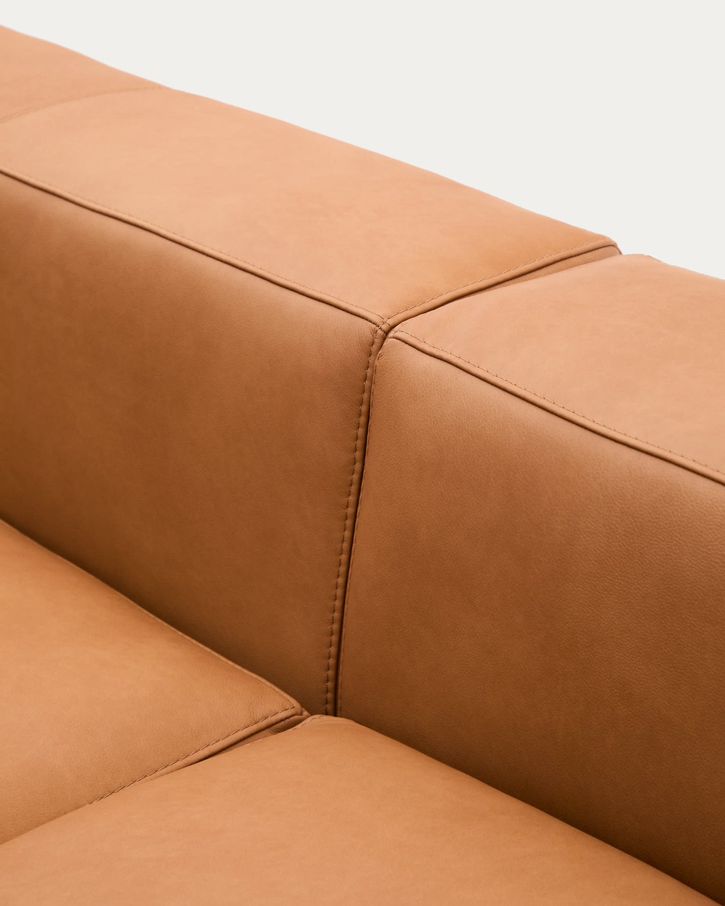 Divano Blok in pelle marrone a 2 posti con chaise longue a sinistra 240 cm