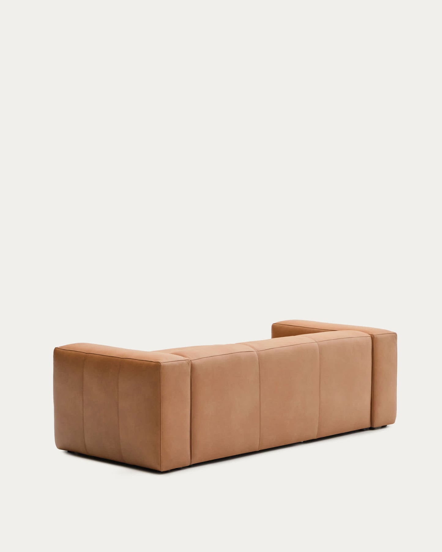 Divano Blok in pelle marrone a 2 posti con chaise longue a sinistra 240 cm