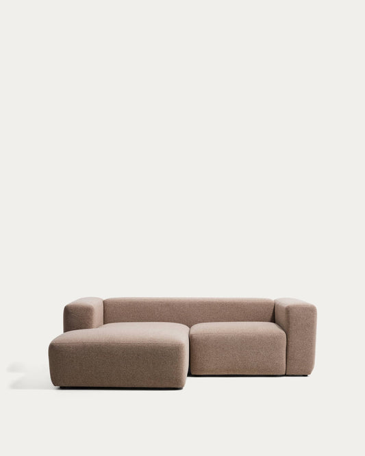 Divano Blok 2 posti in ciniglia marrone con chaise longue sinistra 240 cm FSC Mix Credit