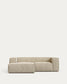 Divano Blok 2 posti ignifugo chaise longue sinistra in velluto a coste spesso écru 240 cm FSC Mix Credit