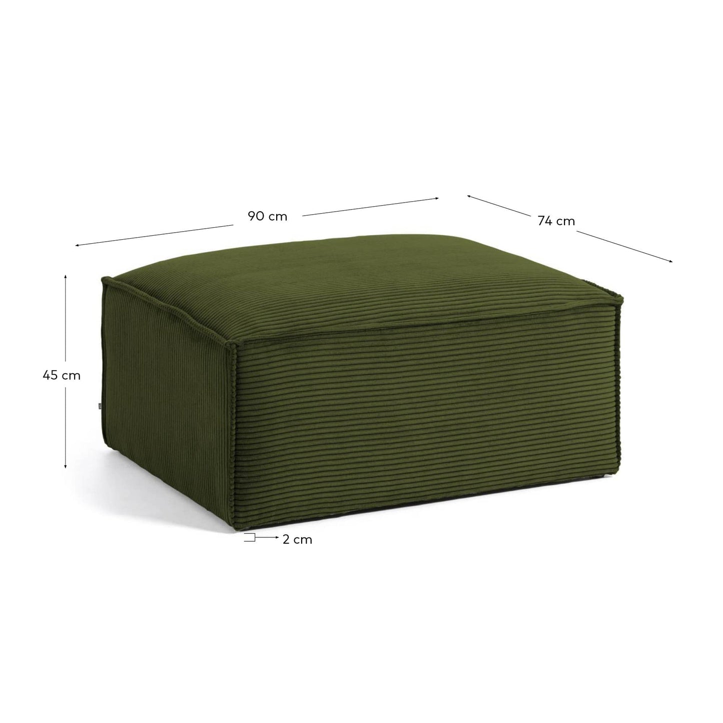Pouf Blok in velluto a coste spesse verde 90 x 70 cm