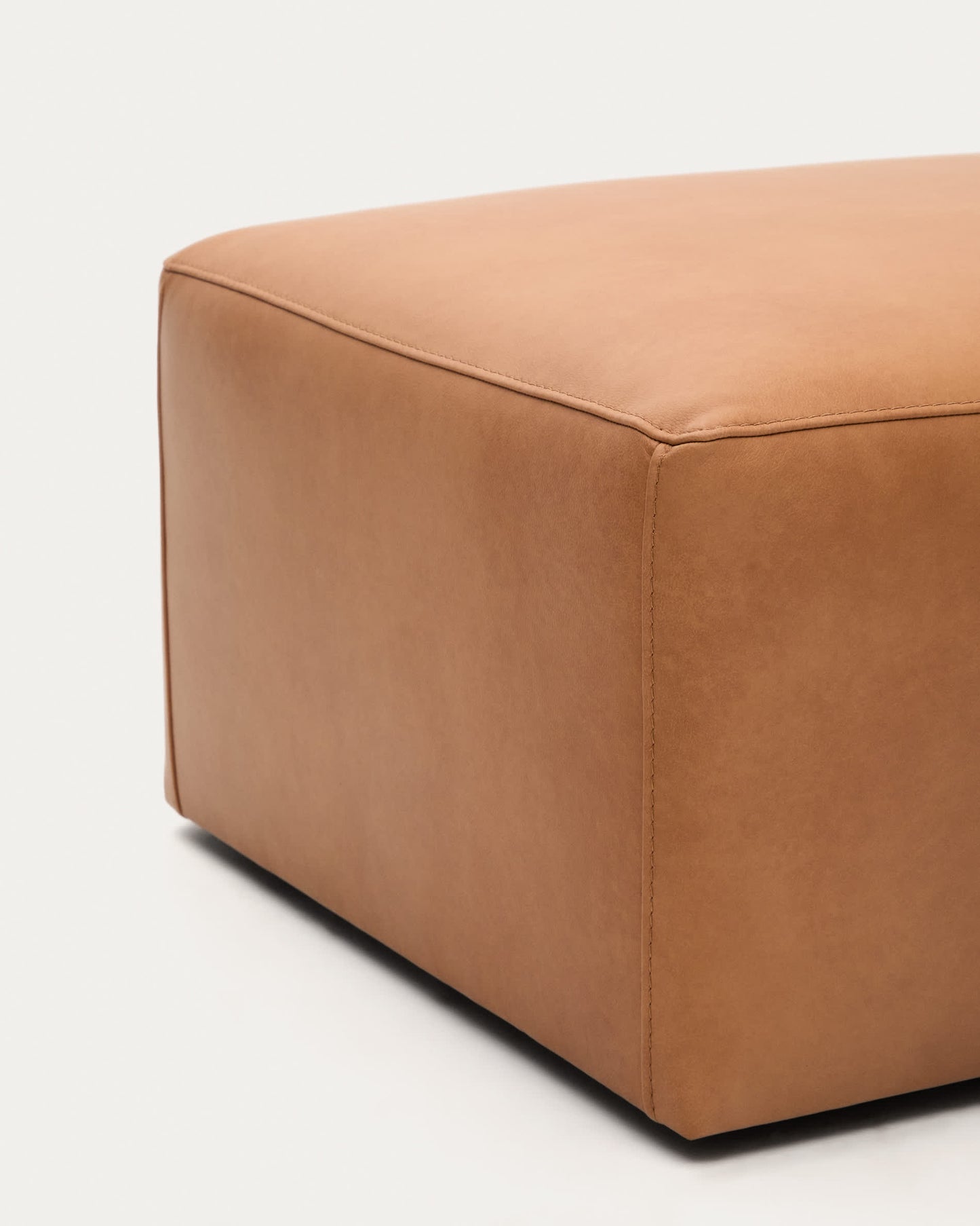 Poggiapiedi Blok in pelle marrone 90 x 74 cm