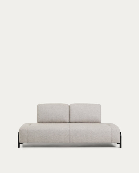 Modulo Compo 2 posti beige grigiastro con struttura metallica nera 200 cm