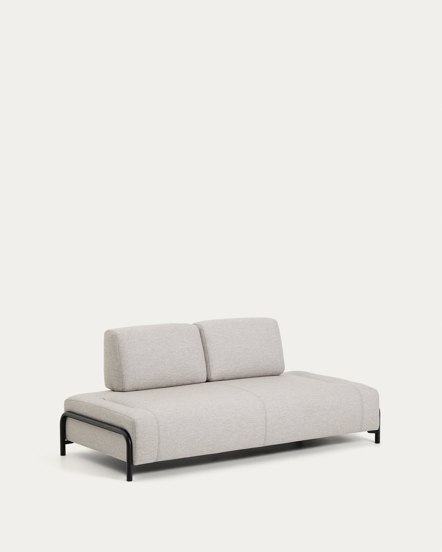 Modulo Compo 2 posti beige grigiastro con struttura metallica nera 200 cm