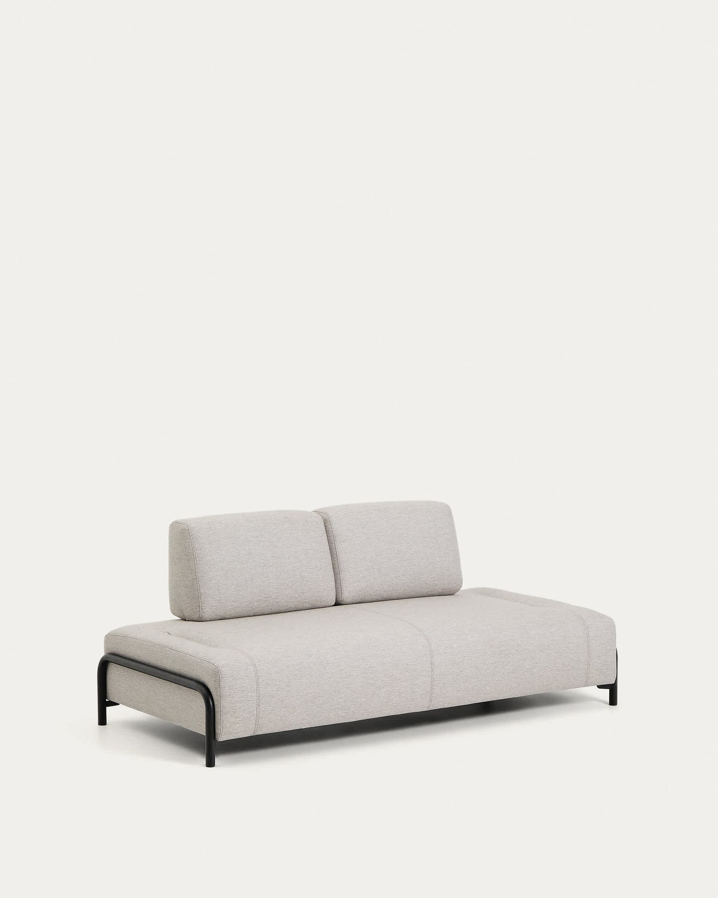 Modulo Compo 2 posti beige grigiastro con struttura metallica nera 200 cm