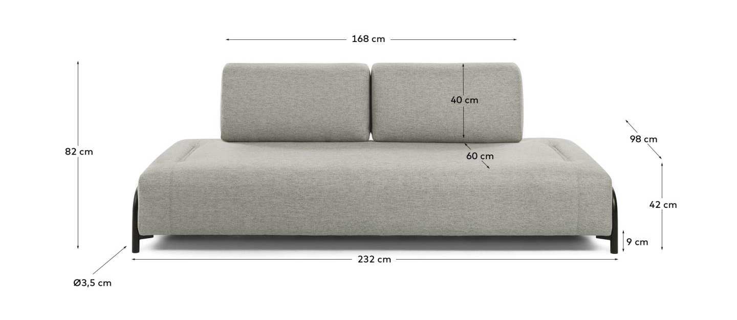 Modulo Compo 3 posti beige grigiastro 232 cm
