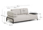 Divano Compo 2 posti beige grigiastro con vassoio grande e struttura in metallo nero 200 cm