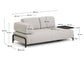 Divano Compo 2 posti beige grigiastro con vassoio grande e struttura in metallo nero 200 cm