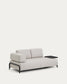 Divano Compo 2 posti beige grigiastro con vassoio grande e struttura in metallo nero 200 cm