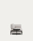 Divano Compo 2 posti beige grigiastro con vassoio grande e struttura in metallo nero 200 cm