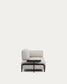 Divano Compo 2 posti beige grigiastro con vassoio grande e struttura in metallo nero 200 cm