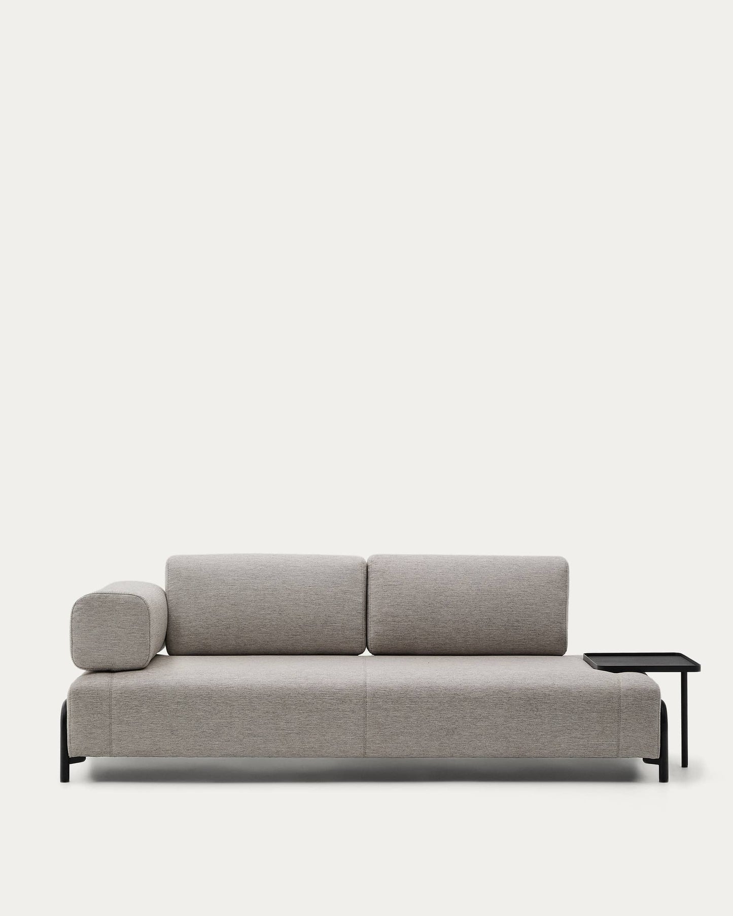 Divano Compo 3 beige grigio posti con vassoio grande 252 cm