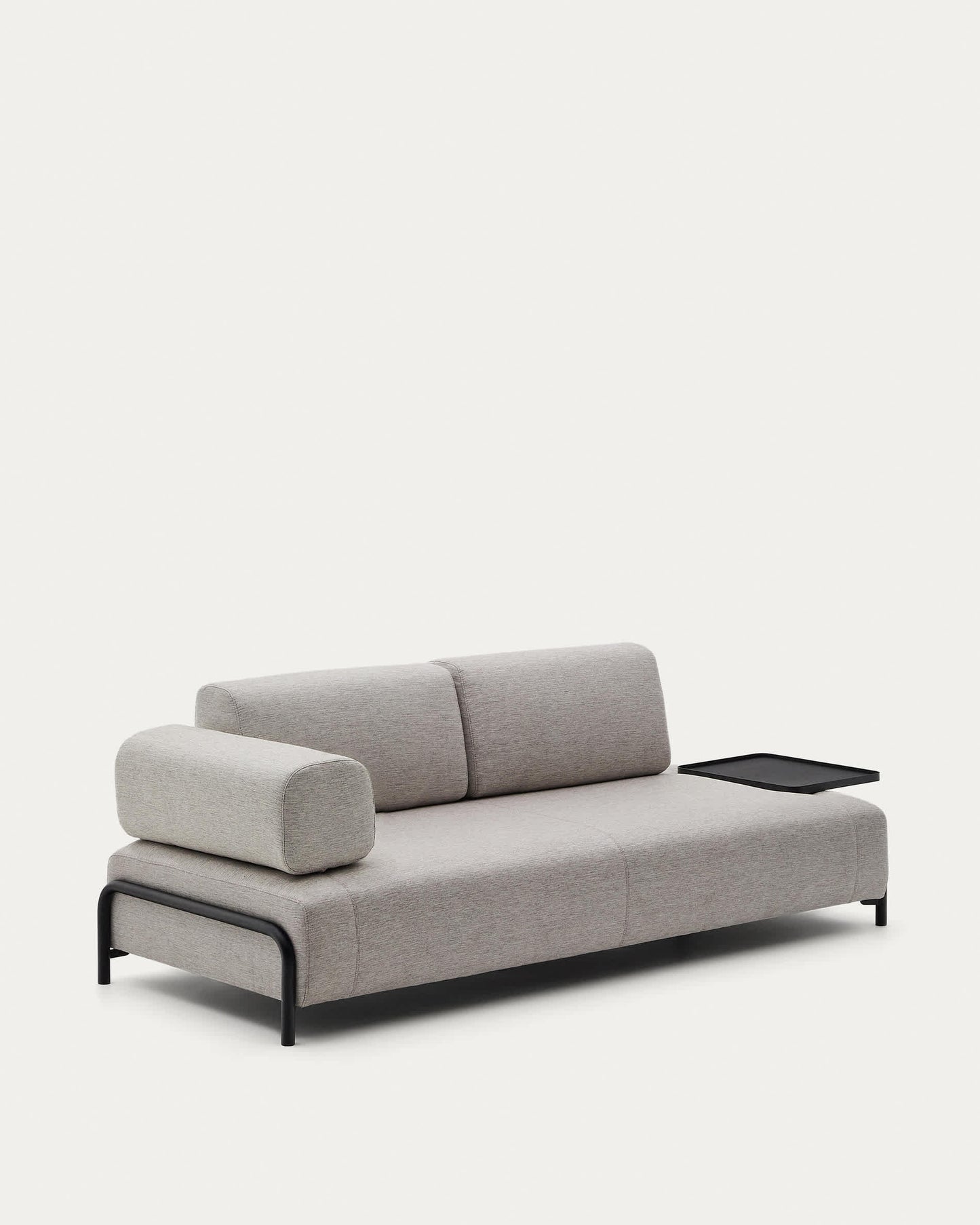 Divano Compo 3 beige grigio posti con vassoio grande 252 cm