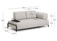 Divano Compo 2 posti beige grigiastro con vassoio piccolo e struttura in metallo nero 200 cm