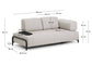 Divano Compo 2 posti beige grigiastro con vassoio piccolo e struttura in metallo nero 200 cm