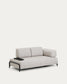 Divano Compo 2 posti beige grigiastro con vassoio piccolo e struttura in metallo nero 200 cm