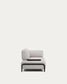 Divano Compo 2 posti beige grigiastro con vassoio piccolo e struttura in metallo nero 200 cm