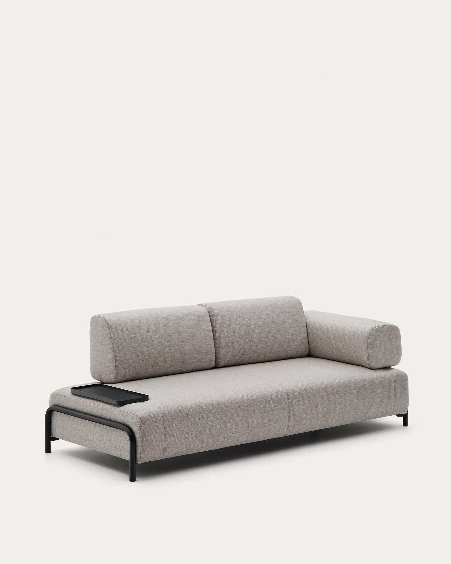 Divano Compo 3 posti beige grigio con vassoio piccolo 232 cm