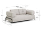 Divano Compo 2 posti beige grigiastro e struttura in metallo nero 200 cm