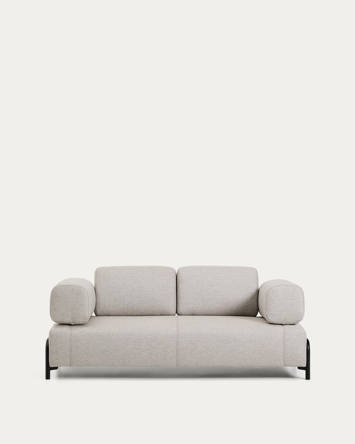 Divano Compo 2 posti beige grigiastro e struttura in metallo nero 200 cm
