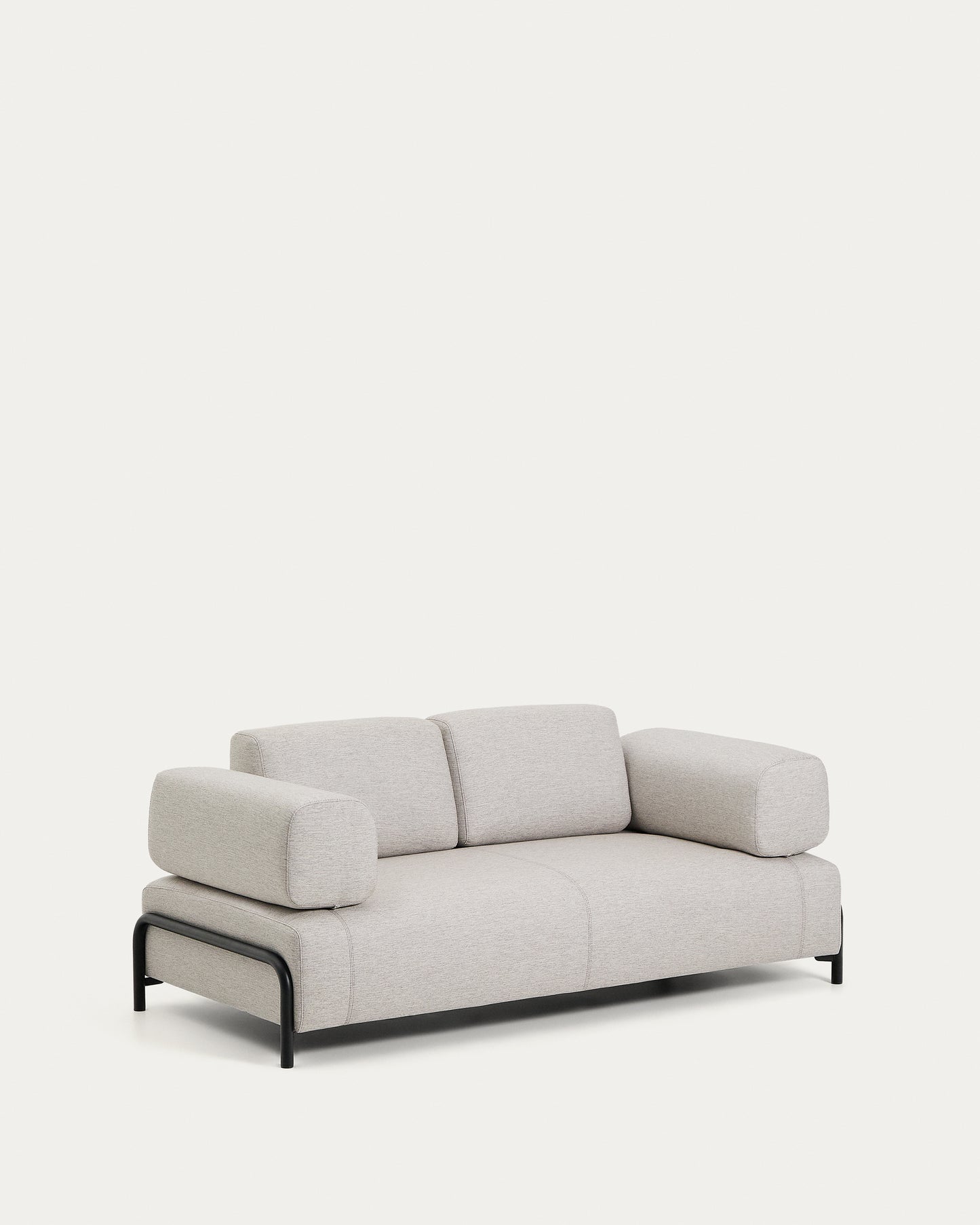 Divano Compo 2 posti beige grigiastro e struttura in metallo nero 200 cm