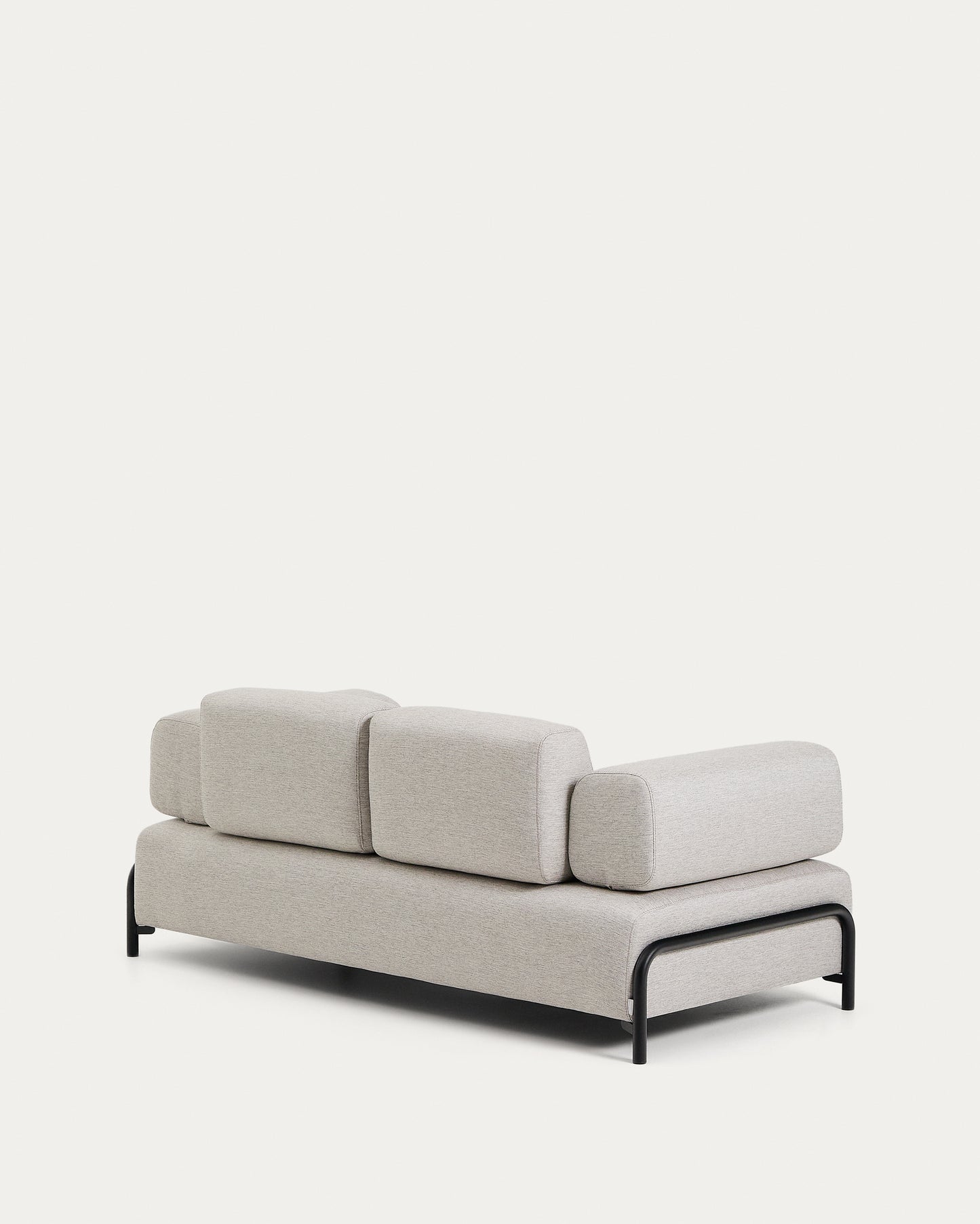 Divano Compo 2 posti beige grigiastro e struttura in metallo nero 200 cm