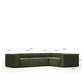 Divano ad angolo Blok 4 posti in velluto a coste spesse verde 320 x 230 cm / 230 x 320 cm