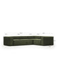 Divano ad angolo Blok 4 posti in velluto a coste spesse verde 320 x 230 cm / 230 x 320 cm