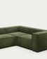 Divano ad angolo Blok 4 posti in velluto a coste spesse verde 320 x 230 cm / 230 x 320 cm