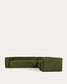 Divano ad angolo Blok 4 posti in velluto a coste spesse verde 320 x 230 cm / 230 x 320 cm